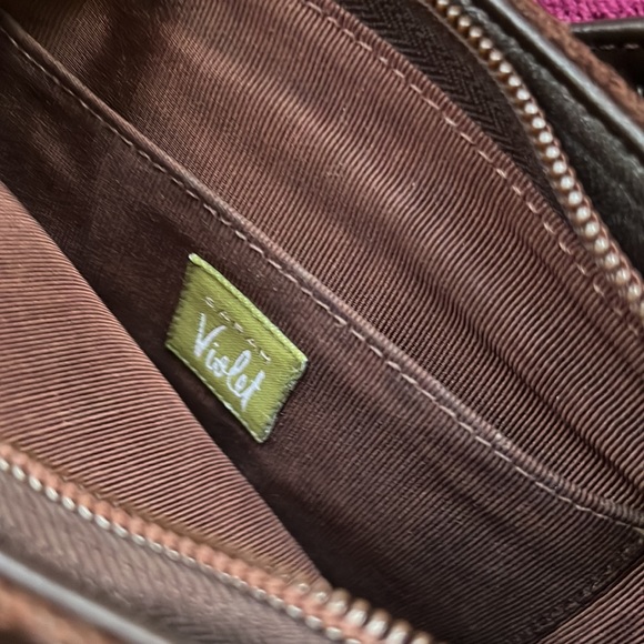 Sarah Violet Brown Embroidered Handbag - Picture 7 of 7